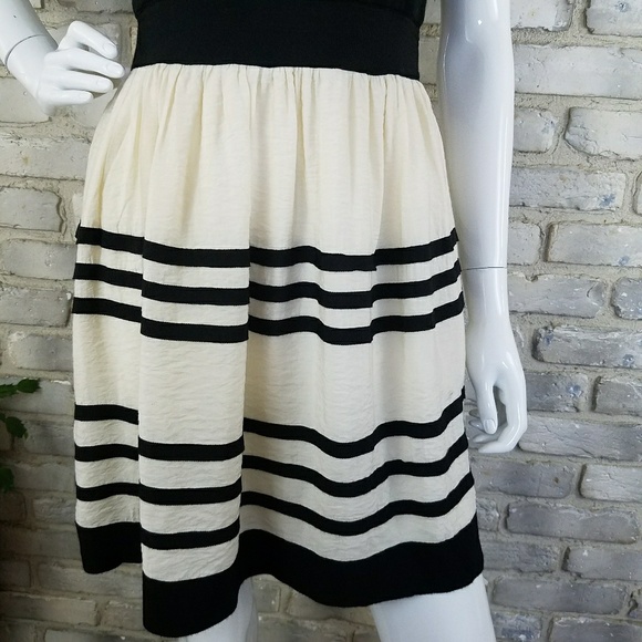 Bebop Womens Dress Size M Ivory Black Striped - Picture 4 of 8
